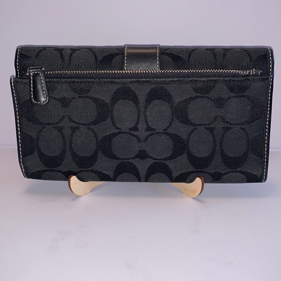 Vintage Coach Hamptons Black Signature Stripe Envelope Wallet - Picture 4 of 17